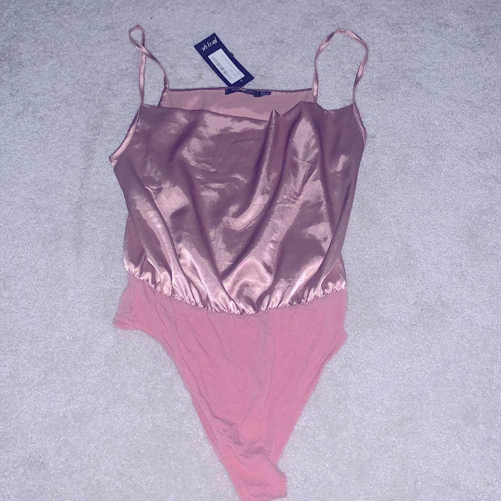 Nasty Gal pretty in pink satin bodysuit!